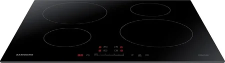 Samsung NZ64H37075K A Plaque de cuisson à induction Samsung NZ64H37075K, pose libre, vitrocéramique, 60 cm de large, commandes tactiles, QuickStop, châssis en acier inoxydable, noire