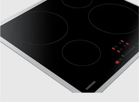 Samsung NZ64H37075K D Plaque de cuisson à induction Samsung NZ64H37075K, pose libre, vitrocéramique, 60 cm de large, commandes tactiles, QuickStop, châssis en acier inoxydable, noire